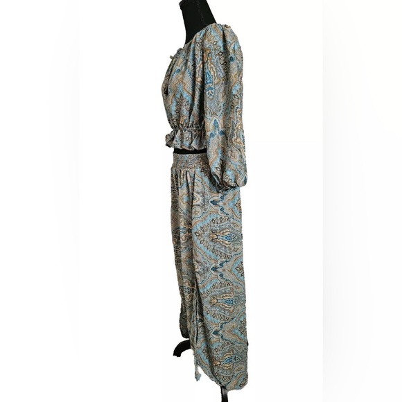 Anthropologie Boemo set cropped top pants large dress boho Bohemia green NWT - Picture 2 of 5